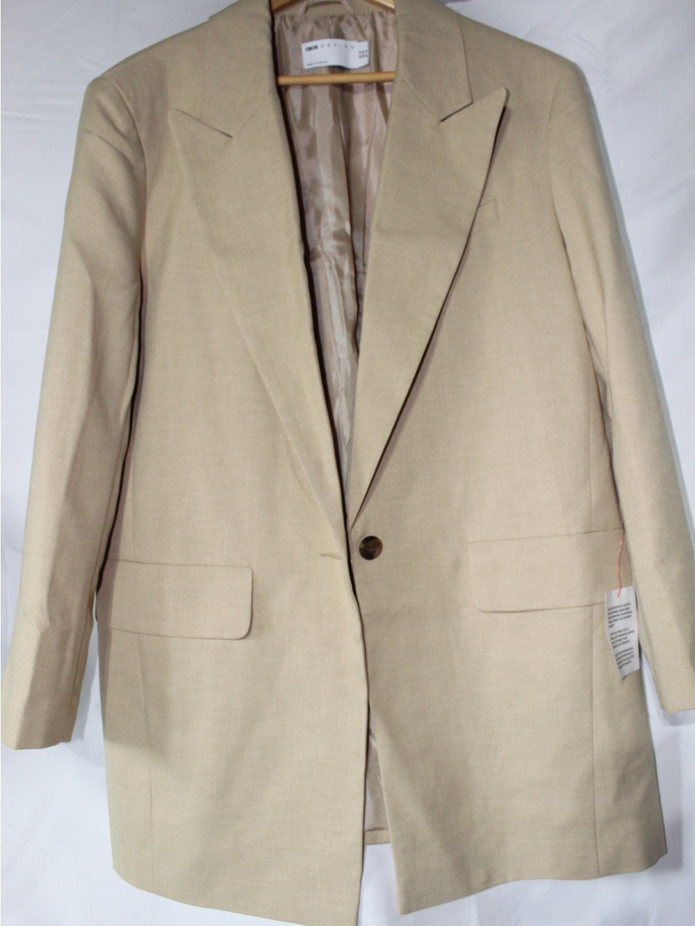 Beige Single-Button Blazer ASOS NWT size 12 oversized slouchy